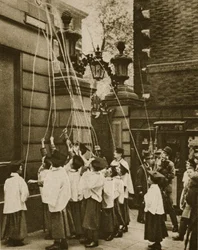 Choir boys of St. Clement Danes marking the boundaries of their parish